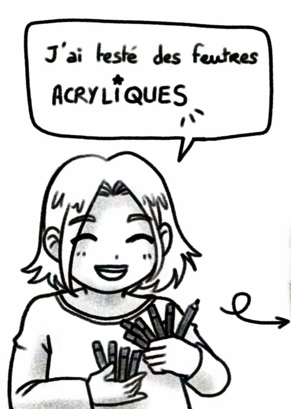 Test de dessin aux feutres acryliques